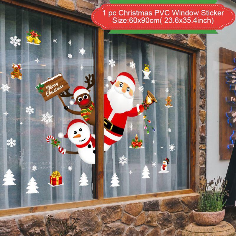 YICKYUE  -  Christmas Window Sticker 2023 Cristmas Ornament Merry Christmas Decorations For Home Xmas Navidad Natal Gifts New Year