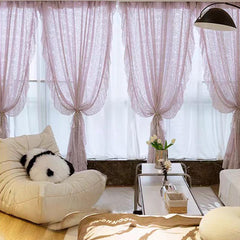 YICKYUE  -  Elegant Lavender Lace Sheer Curtain