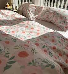 YICKYUE  -  Romantic sweet floral pink green bedding set,twin full queen king flower cotton home textile bed sheet pillow case quilt cover
