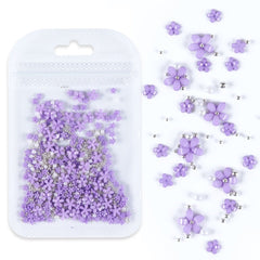 5g Acrylic Flower Nail Art Decoration Mixed Size White Rhinestones Silver Gem Manicure Tool Accessories For DIY Nail Design