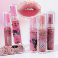 Yickyue New FLORETTE Lipsticks Cute Cat Jelly Lip Glaze Moisturizing Lasting Sexy Mirror Lip Gloss Korean Lip Tint Girls Beauty Makeup