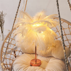 Yickyue LED Feather Light Fairy Table Lamp Adjustable Warm White Table Lamp Night Light For Home Decor Desktop