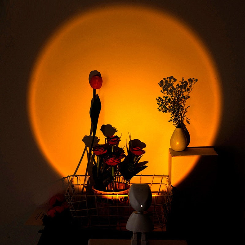 W&G Astronaut Rainbow Sunset Projector LED Photography Props Projection Ambient Lamp Light Bedroom Bar Coffee Home Decoration