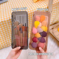 Ins Storage Box with Lid Dustproof Beauty Egg Lipstick Organizer Portable Desktop Transparent Storage Bucket Household Organizer
