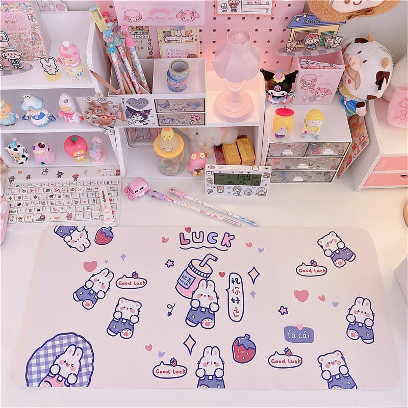 Large Japanese Cute Mouse Pad Waterproof Desktop Oil-proof Non-slip Desk Mat Kawaii Gaming Accessories Students Writing Pad
