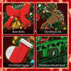 YICKYUE  -  Christmas Wreath Building Blocks Set  Eucalyptus Wreath Model for Home  Decoration Creative Crafts Gifts for Xmas Collection