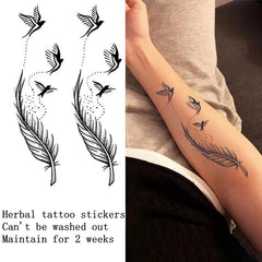 YICKYUE  -  Swallow Feather Herbal Juice Temporary Tattoo Stickers Arm Waterproof Non-reflective Cool Fake Tattoo Lasting Art for Men Women