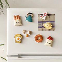 YICKYUE  -  Creative 3D Food Fridge Magnets Cute Bread Dessert Kitchen Fridge Sticker Home Decor Magnet Whiteboard Sticker Message Holder