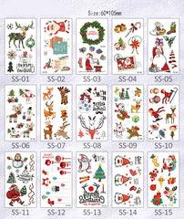 Waterproof Temporary Tattoo Sticker Santa Gift Elk Tattoo Sticker Arm Leg Child Body Art Tattoo Sticker Christmas Sticker