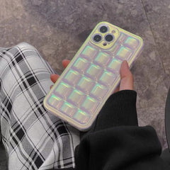 Luxury Square lattice frame Laser color soft silicone case for iPhone 13 12 11 Pro Max XS XR X Max fashion lens protective cover