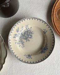 Antique Blue Floral Soup Plate