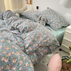 Cute Flower Bedding Set Cotton For Girl Twin Full Queen Size  Couple Fitted Bed Sheet Pillowcase Bedroom Duvet Cover