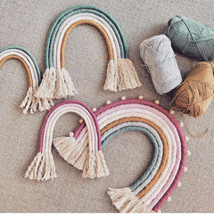 Boho Rainbow Macrame Wall Hanging  Woven Rainbow Wall Hanging For Home Decor Nursery Kids Room Decoration kawaii Wall Decor