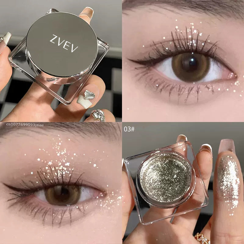 YICKYUE  -  Gel Texture Metallic Eyeshadow Palette Diamond Smoky Monochrome Glitter Body Highlighter Powder Cream Brighten Shiny Eyes Makeup