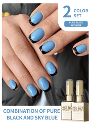 YICKYUE  -  2PCS 15ml New Popular Black And Blue Color Gel Nail Polish Set, UV LED Soaking Nail Polish, Suitable for Home DIY and Nail Salon