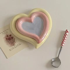 YICKYUE  -  6''8'' Korean Chubby Breakfast Plate Jewelry Storage Plate Dessert Cake Plate Fruit Storage Flat Bowl Cute Dish Plates Ceramic