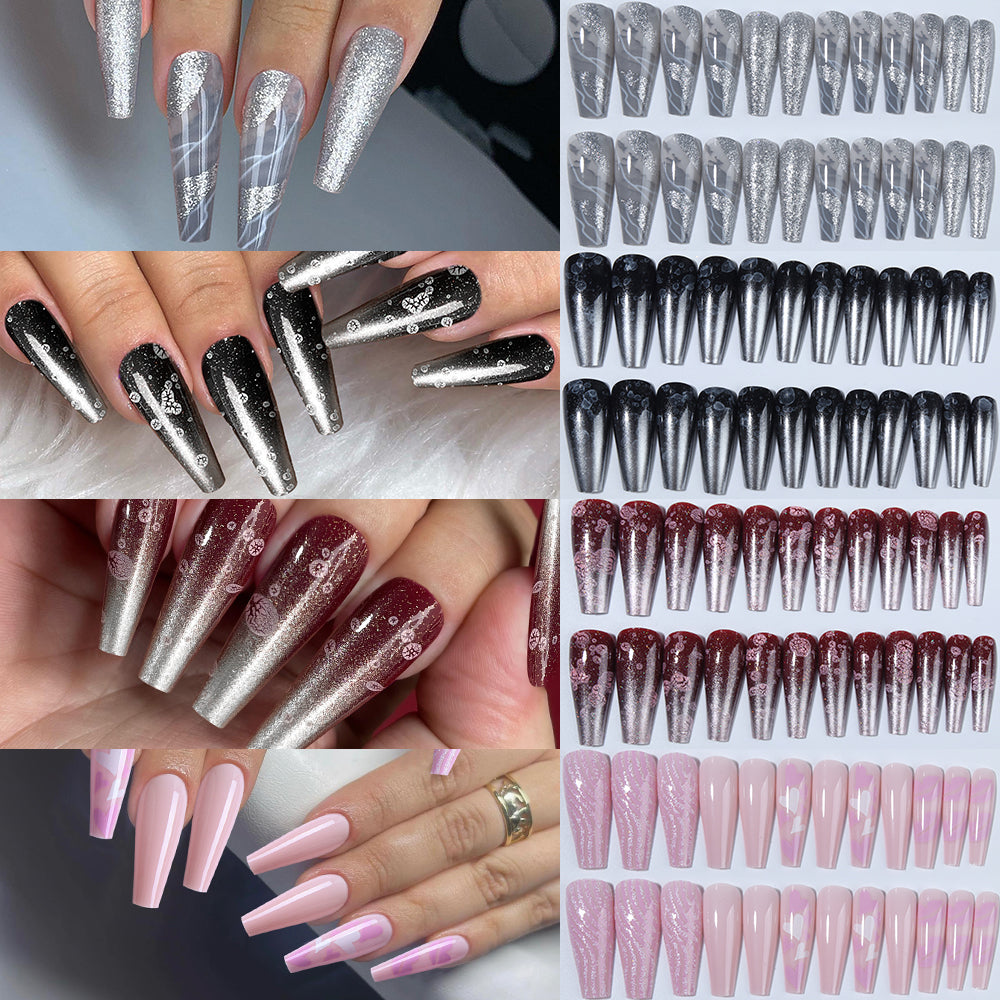 YICKYUE  -  96pcs extra long ballet nails, press nails, nail patches, fake nails, Y2K nails, nail kits, removable, reusable, acrylic nails