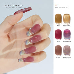 MAYCHAO 2pcs /set rainbow Cat Eye Magnetic Gel Nail Polish 7.3ML Semi Permanent Glitter Beauty Sparkling Soak Off UV Gel Varnish
