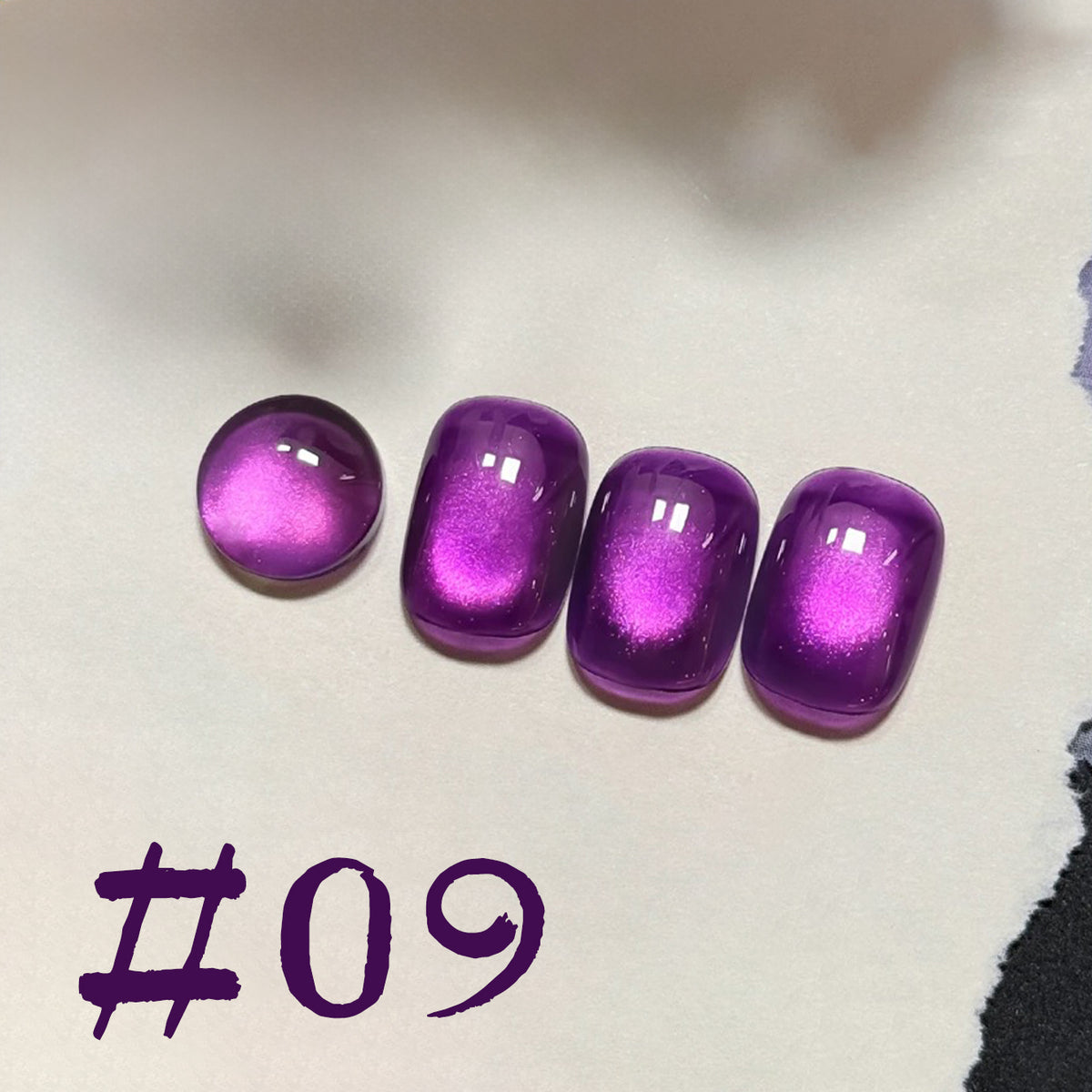YICKYUE  -  1 Set Summer Gel Polish: 2025 New #01-#09 Amethyst Cat Eye & Icy Grape Beads for Celestial Nails Supplies