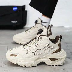 YICKYUE  -  Mech leather rotating buckle dad shoes, versatile and comfortable thick sole, shock-absorbing and anti slip, dad shoes for men