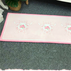 YICKYUE  -  French Retro Carpet Pink Cute Home Door Porch Floor Mat Dusting Footmat Romantic Soft Pattern Rugs Classical Decor Floormat
