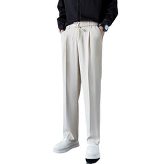Hearujoy Korean Men Casual Suit Pants Elastic Waist Straight Wide leg Trousers Spring Autumn Fashion Youth  Pant Streetwear High Quality