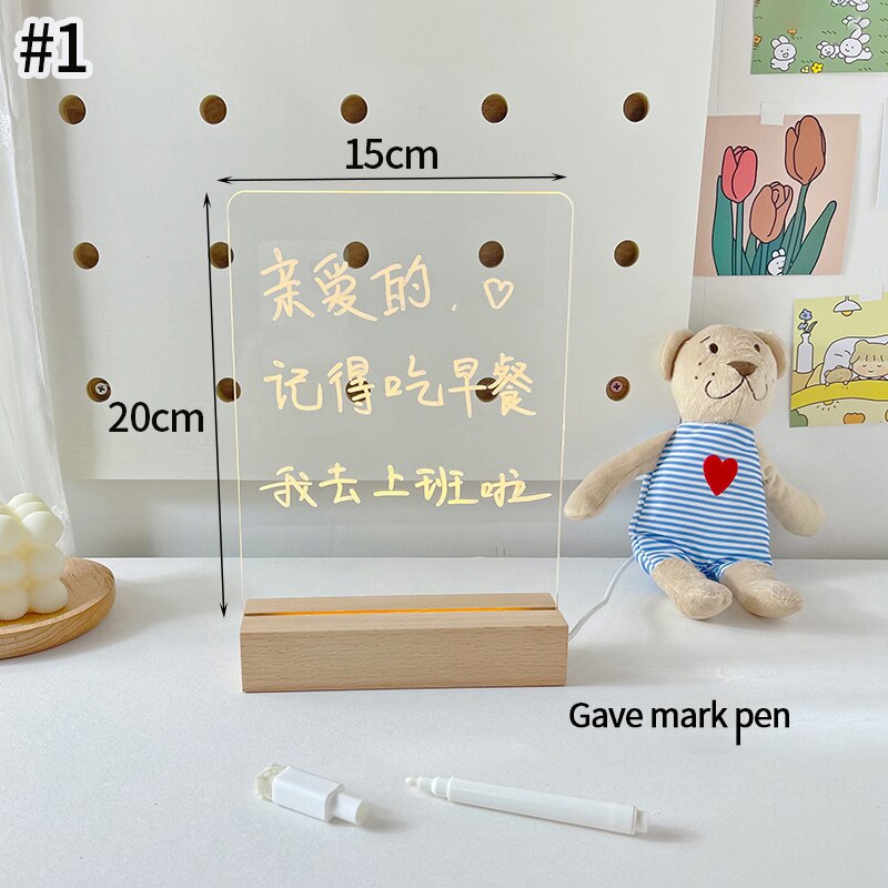 Acrylic Note Board Creative Led Night Light USB Message Board Holiday Light With Pen Gift For Kids Room Decor Desktop Ornament
