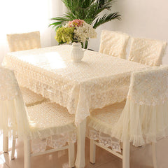 Pink Embroidered Tablecloth Lace Table Cloth Chair Cover Rectangle Table Cover Rural Style Table Skirt Dinning Table Decoration
