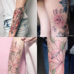 YICKYUE  -  9pcs/Set Sexy Flower Arm Waterproof Temporary Tattoo Stickers Female Watercolour Chest Shoulder Leg Fashion Art Fake Tattoos
