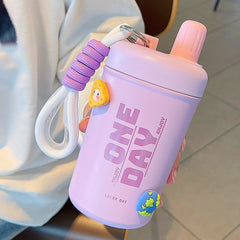 Yickyue 400ml Cute Thermos Water Bottle For Children Stainless Steel Kawaii Thermal Coffee Mug For Girl Travel Sport Vacuum Cup