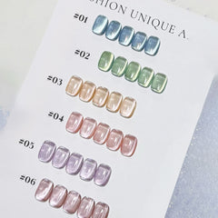 YICKYUE  -  1/6PCS Gel Polish - 2025 Iridescent Cat Eye Series, Glass Pearl Shimmer for Tropical Vacation Nails (Nail Supplies)