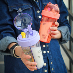 420ml Kawaii Double Water Bottle Two Straws Outdoor Portable Bottle Student Couple Plastic Cup Gift Drinking Water Bottle Kettle