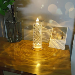 Creative Diamond Rose Light Simulation Candle Night Light Bedroom Bedside LED Lamp Rose Petal Atmosphere Light Desk Ornament