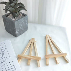 W&G Mobile phone support small easel wooden creative decoration triangle bracket pine wood display ornament photo card frame