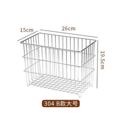 Yickyue  304 Stainless Drain Basket Household Kitchen Storage Basket Square Fruit Vegetable Basket Cosmetics Storage Basket