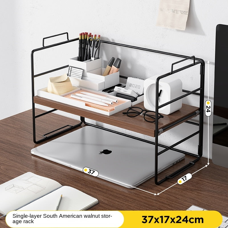 Simple Bookshelf and Storage Shelf Office Desk Surface Panel Storage Rack Small Multi-Layer Iron Desk Organizer Bookcase