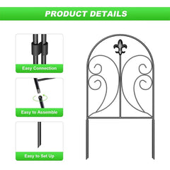 YICKYUE  10-Pack Decorative Garden Fence, 24in(H) x 10ft(L) Rustproof Metal Animal Barrier for Yard, Dog & Rabbit Edging Border, Arched D