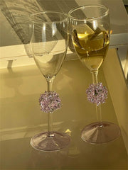 YICKYUE  -  Transparent High Borosilicate Glass Champagne Glasses, Hydrangea Flower Glass, Creative Ins, Korean Style, Ins