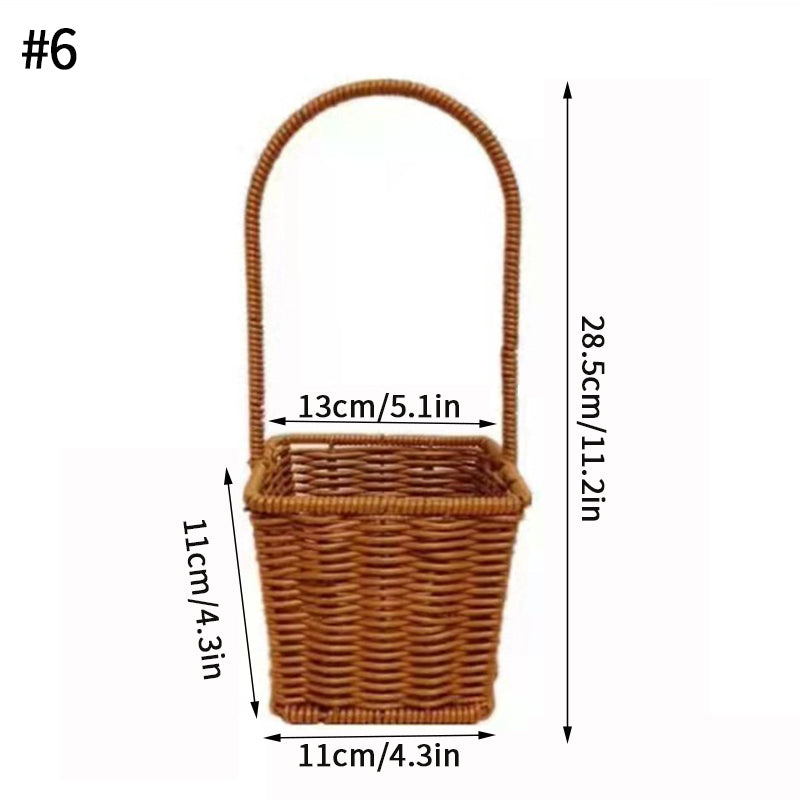 YICKYUE  -  Handwoven Storage Basket Rattan Snack Fruit Picnic Basket Wedding Flower Hand Baskets Portable Sundries Organizer Container