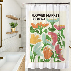 Nordic Shower Curtain Waterproof Bath Curtains Flower Pattern Printed Bathroom Screen Moisture Proof Bathing Cover with Hooks