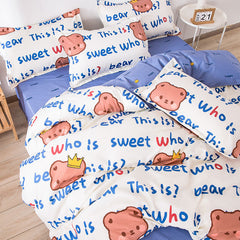 Cute Rubbit Bedding Sets Girls Boys Bed Linen Duvet Cover Flat Sheet Pillowcase Home Use Winter King Single Full Size Set 2022