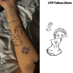 YICKYUE  -  Retro Temporary Tattoos Arm Waterproof Classical Sculpture Avatar Herbal Juice Tattoo Stickers Fake Tatto Punk Cheap Bodyart Y2K