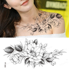 YICKYUE  -  40 Different Styles Black White Rose Peony Tattoo Stickers Waterproof Temporary Sketch Flower Simple Tattoo Sticker for Women