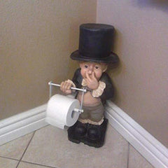 YICKYUE  -  Creative Spoof Paper Holder Statue Cute Funny Decorative Resin Butler Shape Tissue Stand Rack Sculpture for Toilet Decoration