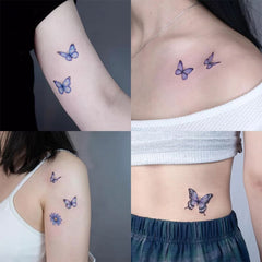 Yickyue 3D Temporary Tattoo Sticker Colorful Butterfly Flower Pattern Fake Tattoo Stickers For Women Body Leg Arm Art Waterproof Tattoo