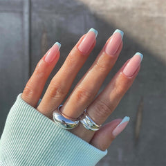 24pc Detachable Press On Nails Square Color Edge French Coffin False Nails Wearable Full Cover Fake Nail Tip Wholesale Z155
