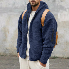 Hearujoy New Men's Hooded Jacket Autumn Winter Solid Polar Fleece Warm Long Sleeve Casual Loose Coat  Fashion Hoodies Outerwear For Men