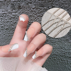 Pearl Claw Chain Nail Rhinestone Decorations Metal Silver Diamond Pearl Chain Can Be Cut DIY Charm 3D Nail Art Nail Jewelry 2022