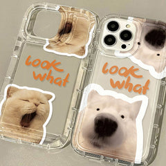 YICKYUE  -  Korean Cartoon Dog Cute Cat Phone Case For iPhone 14 Pro Case for iPhone 13 11 15 12 Pro XS Max XR X 6 6s 7 8 Plus SE Soft Cover