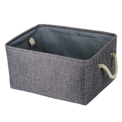 New Large Folding Linen Fabric Storage Basket Kids Toys Storage Box Clothes Storage Bag Organizer Holder with Handle